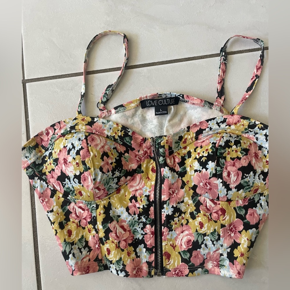 Love Culture multicolored sweetheart sleeveless crop top